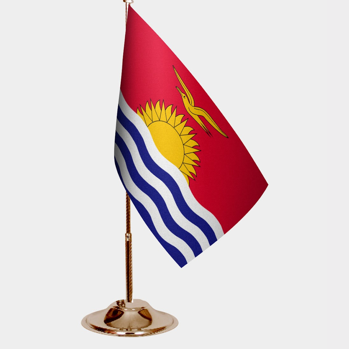 Kiribati Gold Desk Flag - Premium Metal Stand