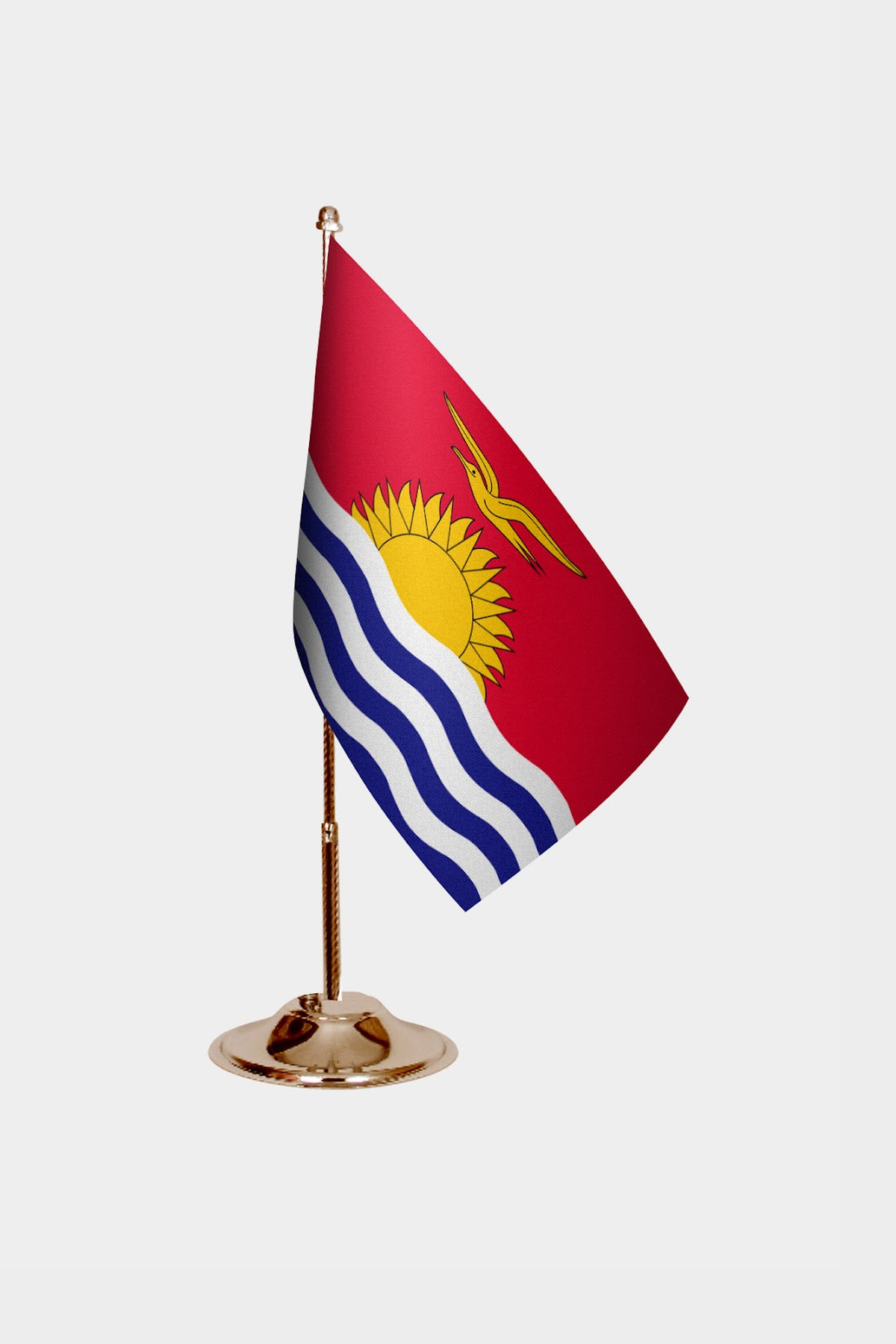 Kiribati Gold Desk Flag - Premium Metal Stand