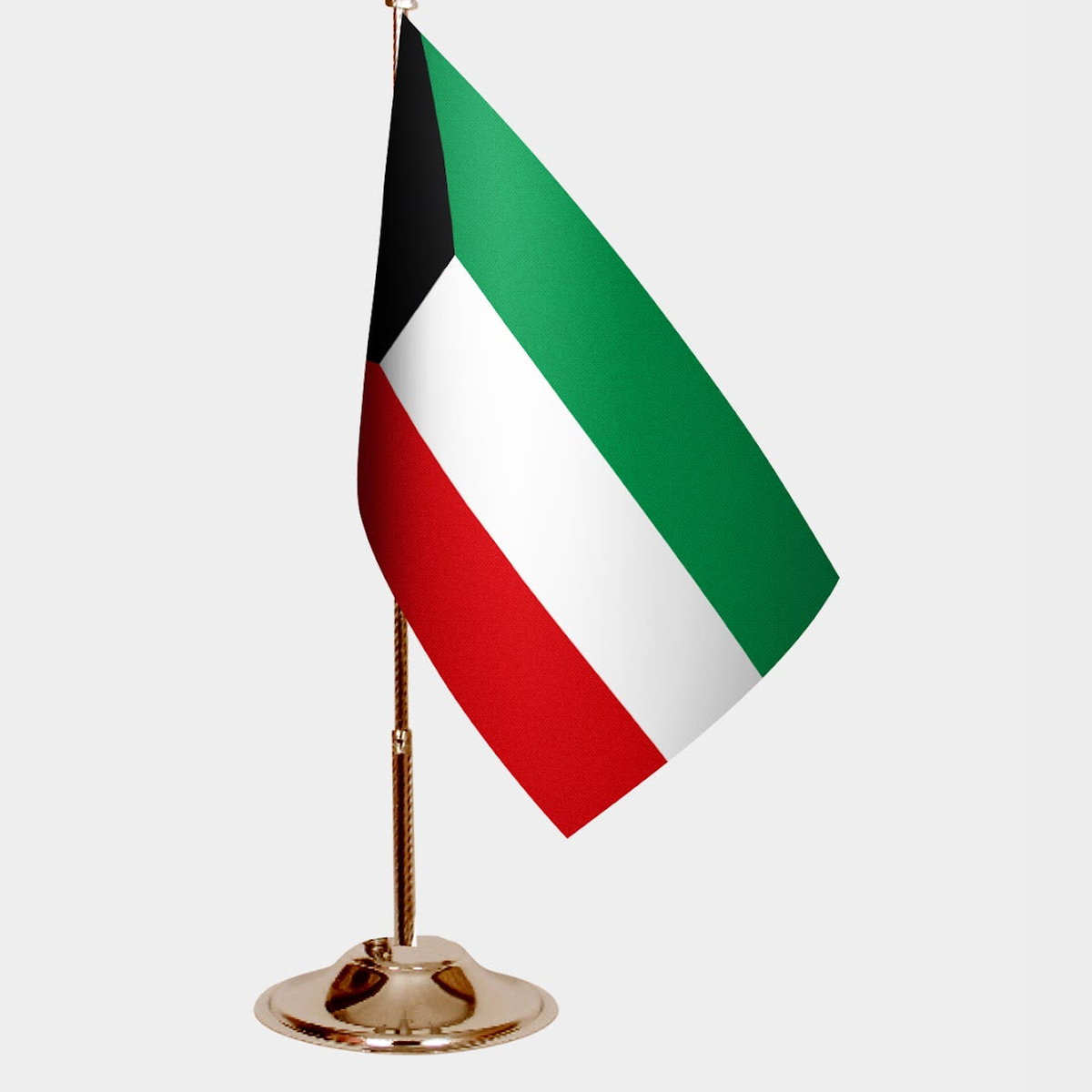 Kuwait Gold Desk Flag - Premium Metal Stand