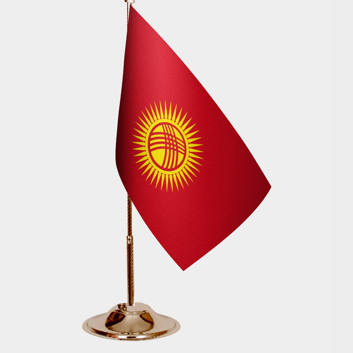 Kyrgyzstan Gold Desk Flag - Premium Metal Stand