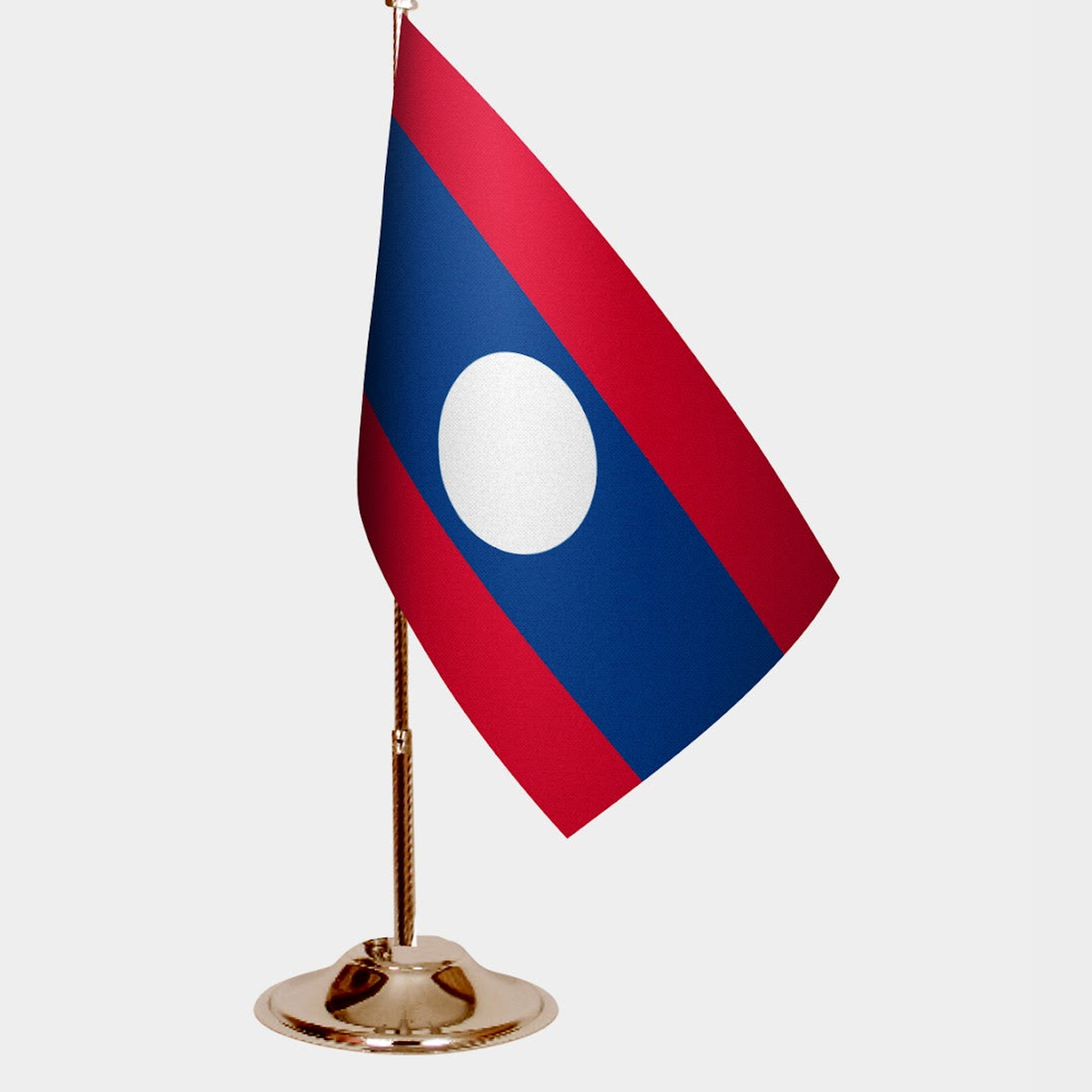 Laos Gold Desk Flag - Premium Metal Stand
