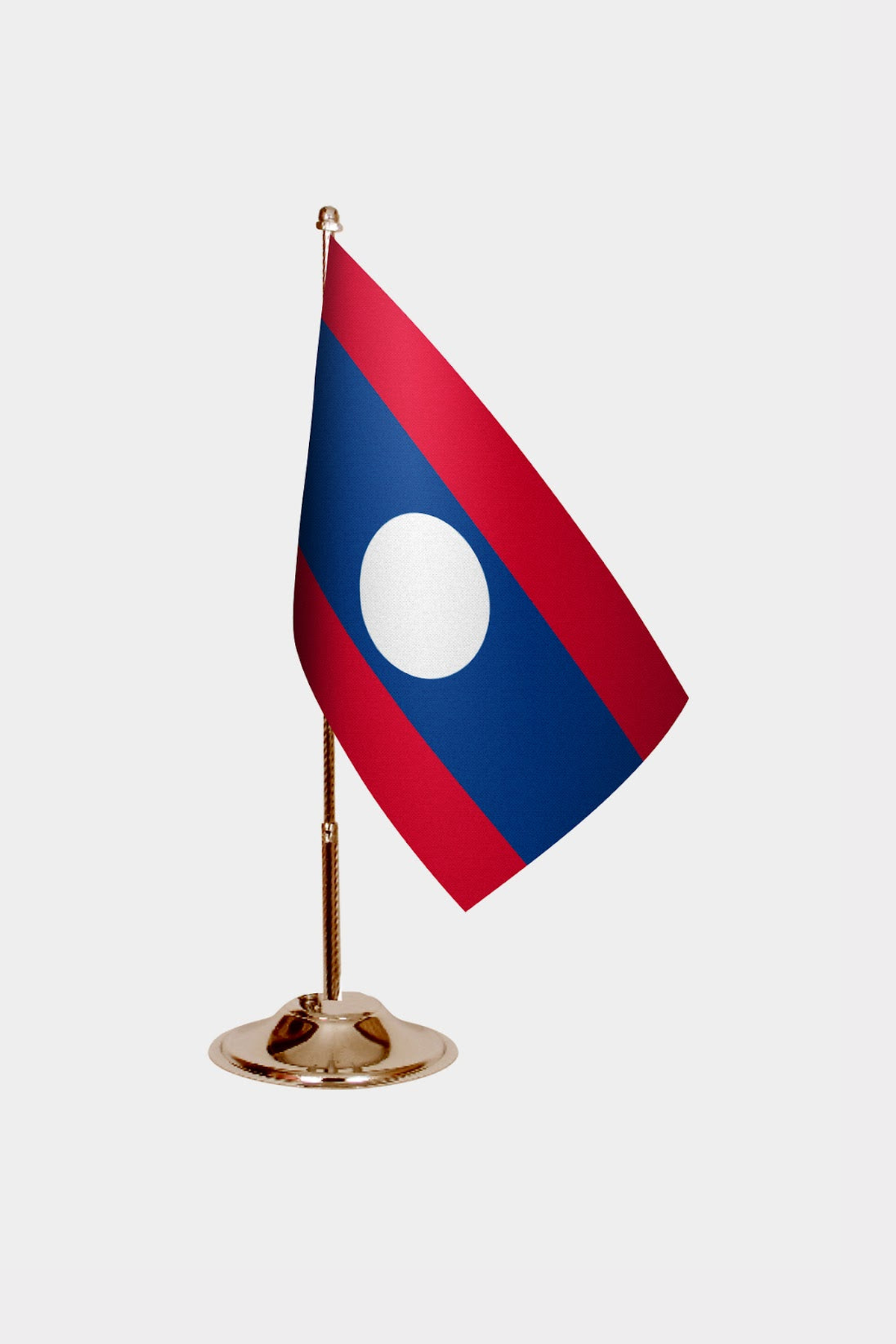 Laos Gold Desk Flag - Premium Metal Stand