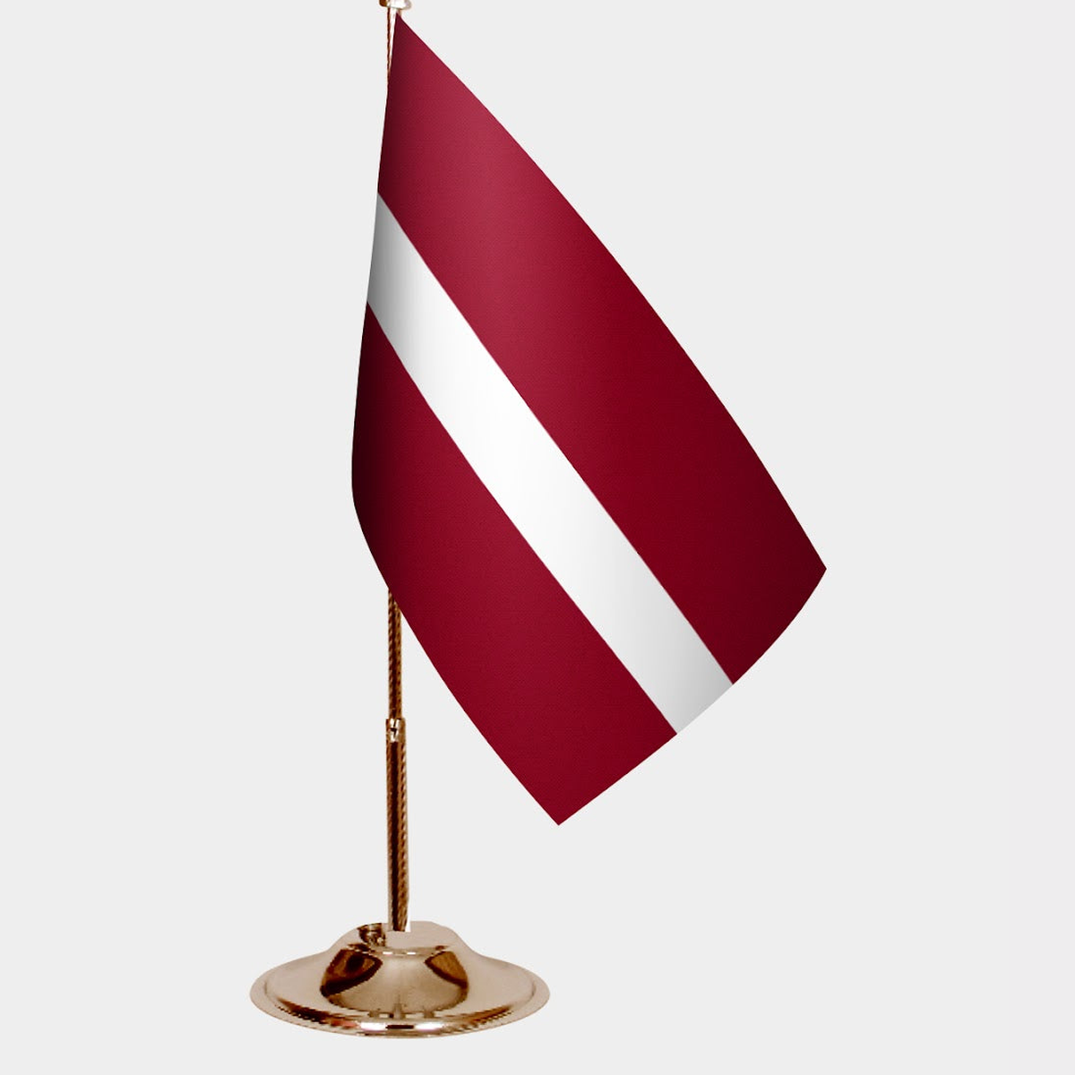 Latvia Gold Desk Flag - Premium Metal Stand