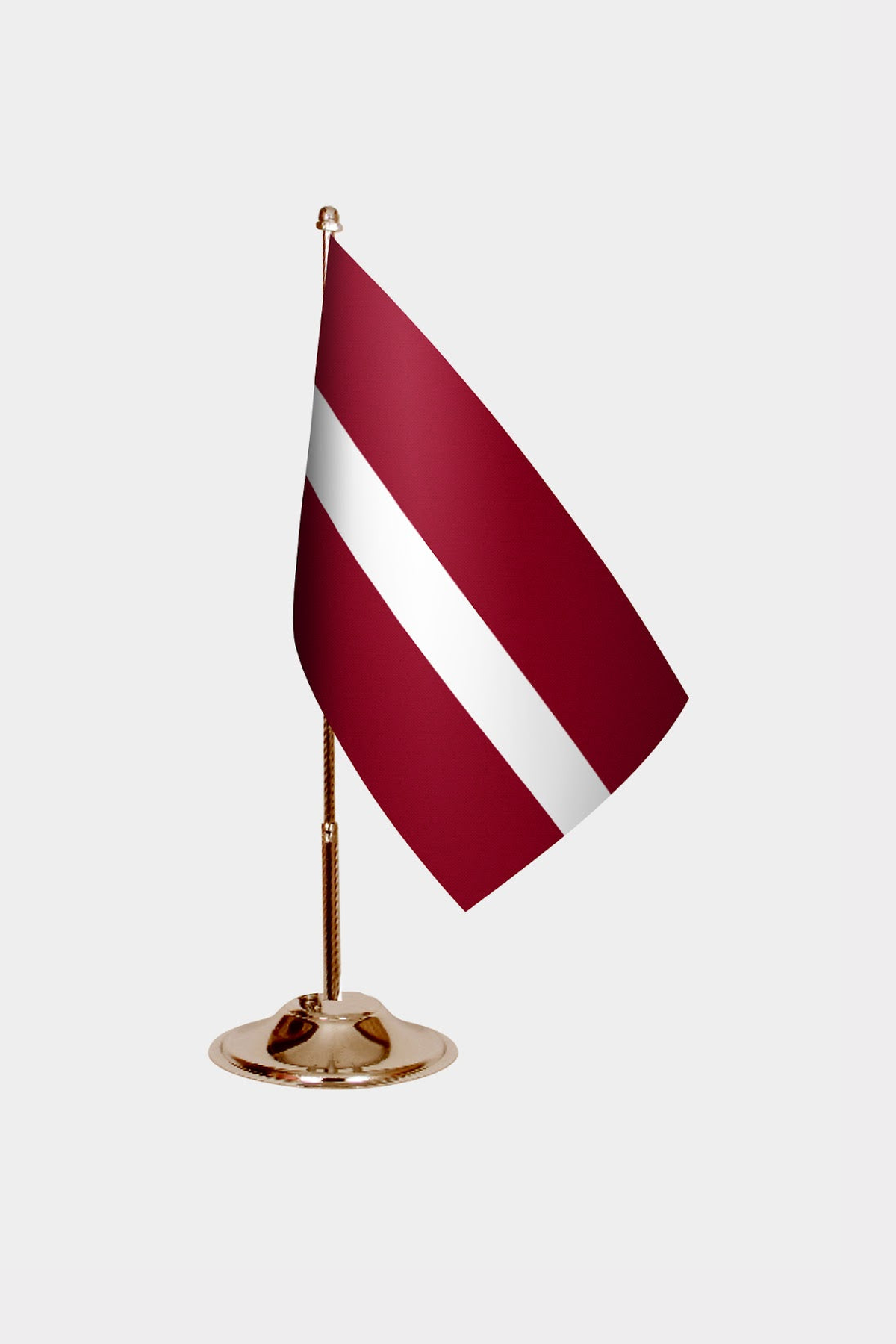 Latvia Gold Desk Flag - Premium Metal Stand