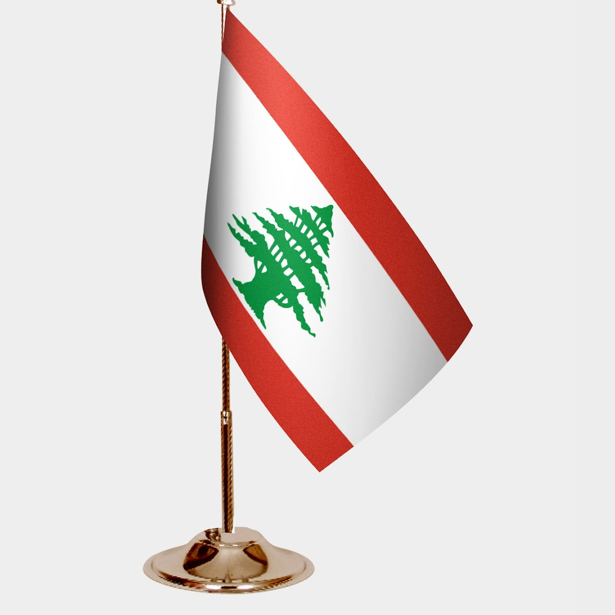 Lebanon Gold Desk Flag - Premium Metal Stand