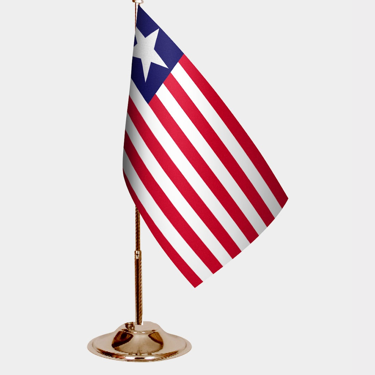 Liberia Gold Desk Flag - Premium Metal Stand