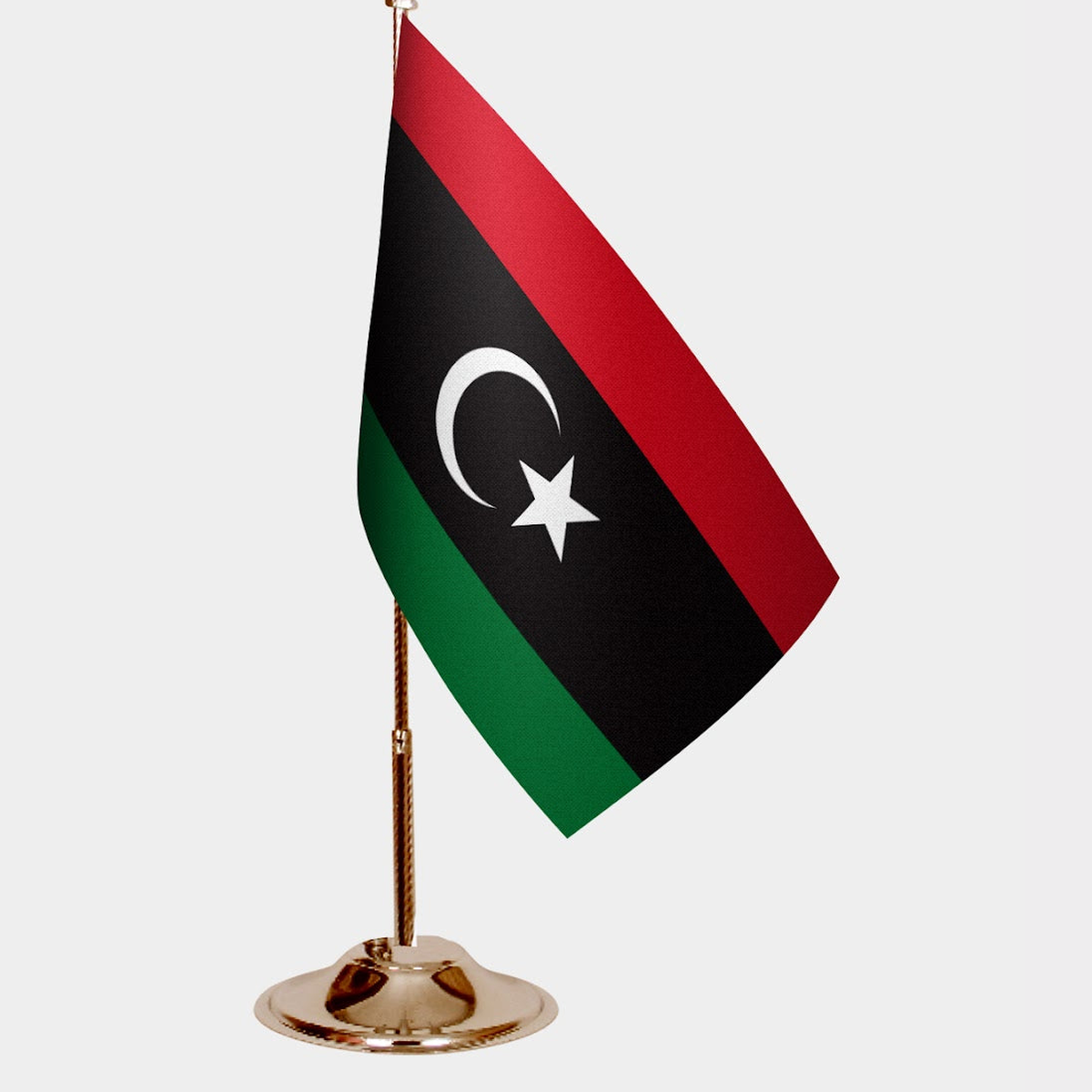 Libya Gold Desk Flag - Premium Metal Stand