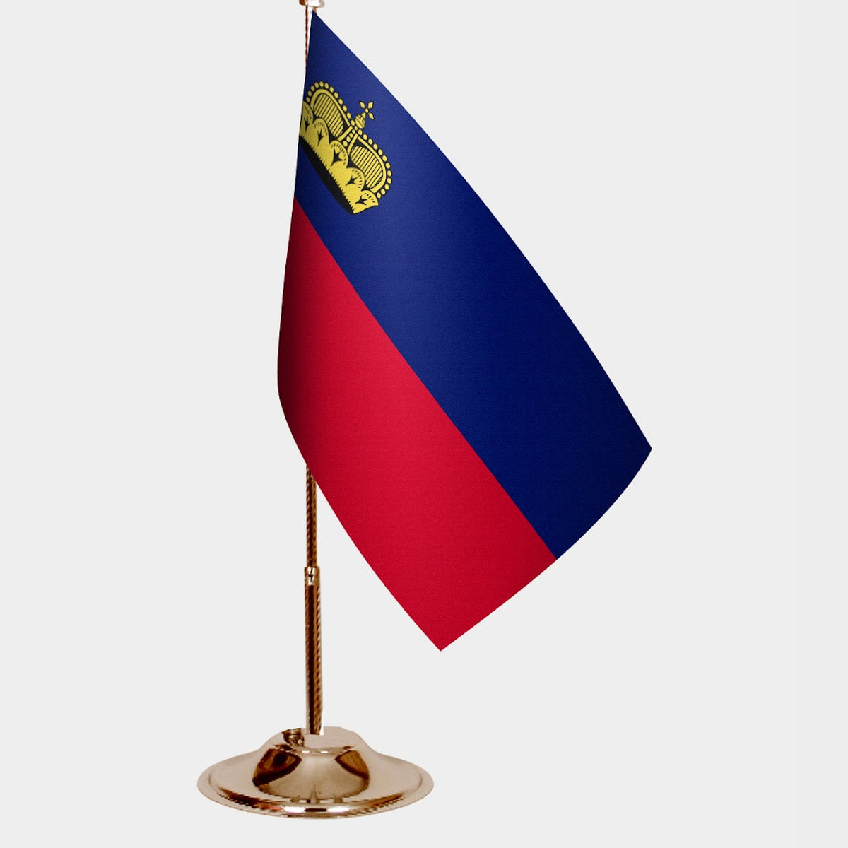 Liechtenstein Gold Desk Flag - Premium Metal Stand