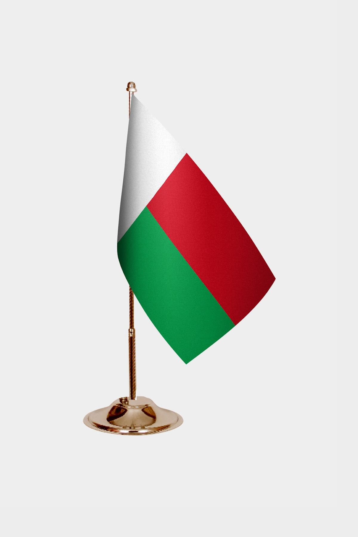 Madagascar Gold Desk Flag - Premium Metal Stand