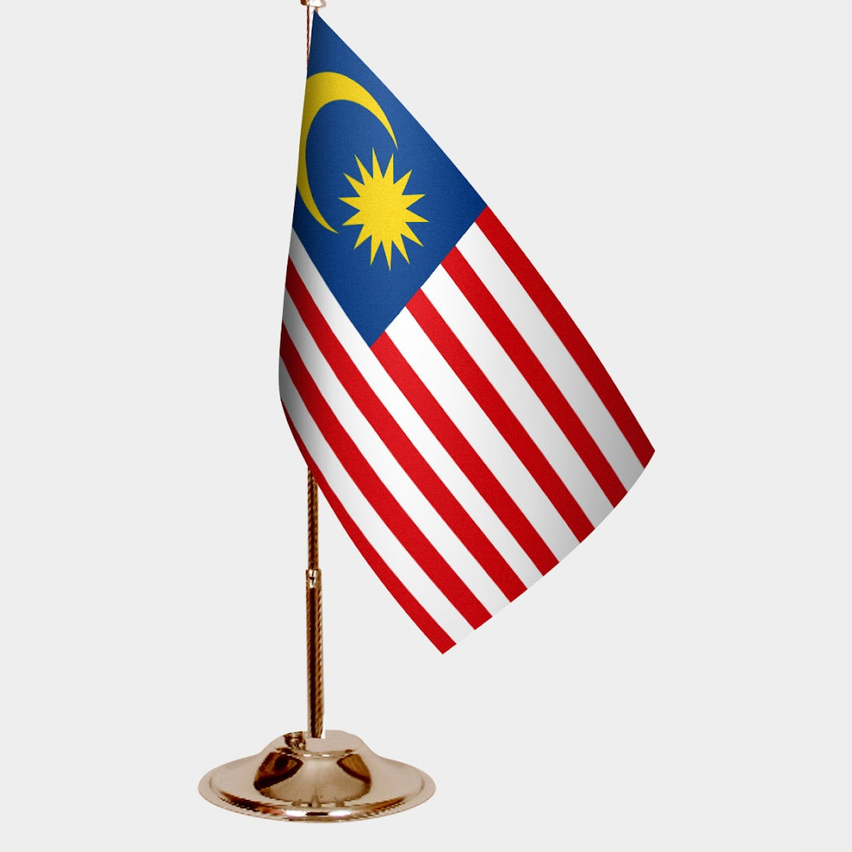 Malaysia Gold Desk Flag - Premium Metal Stand