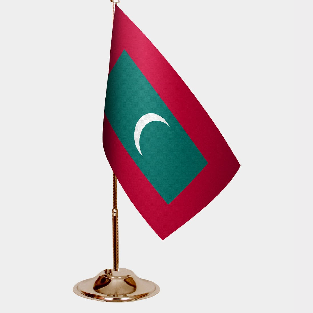 Maldives Gold Desk Flag - Premium Metal Stand