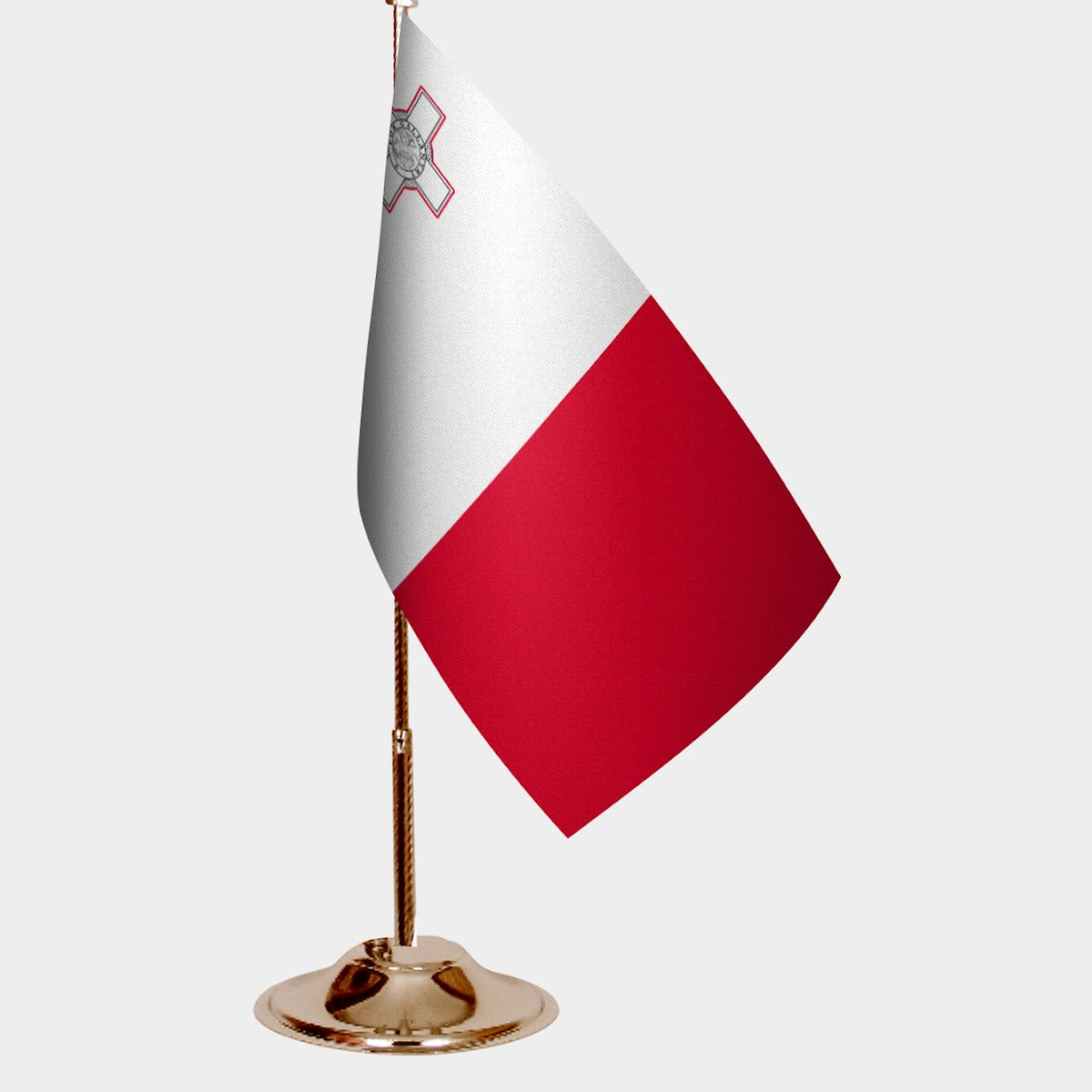 Malta Gold Desk Flag - Premium Metal Stand