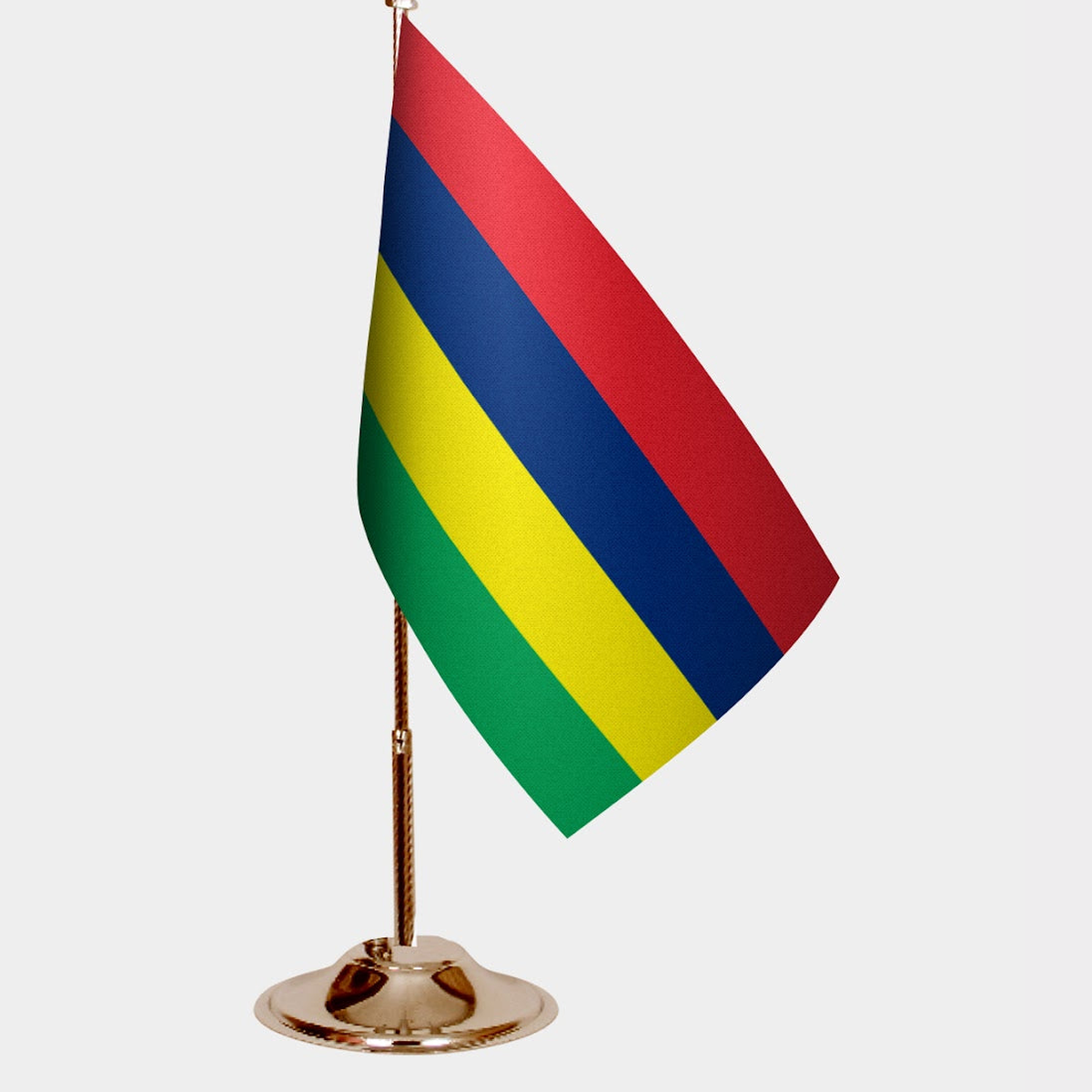 Mauritius Gold Desk Flag - Premium Metal Stand