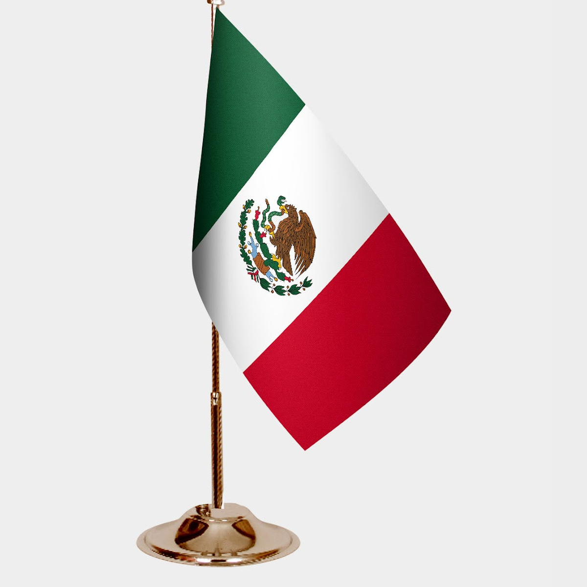 Maxican Gold Desk Flag - Premium Metal Stand
