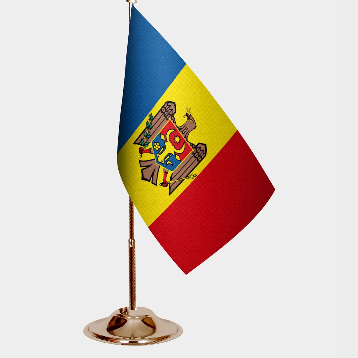Moldova Gold Desk Flag - Premium Metal Stand