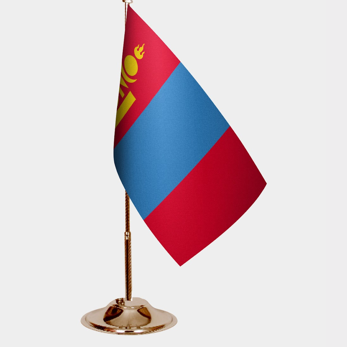 Mongolia Gold Desk Flag - Premium Metal Stand