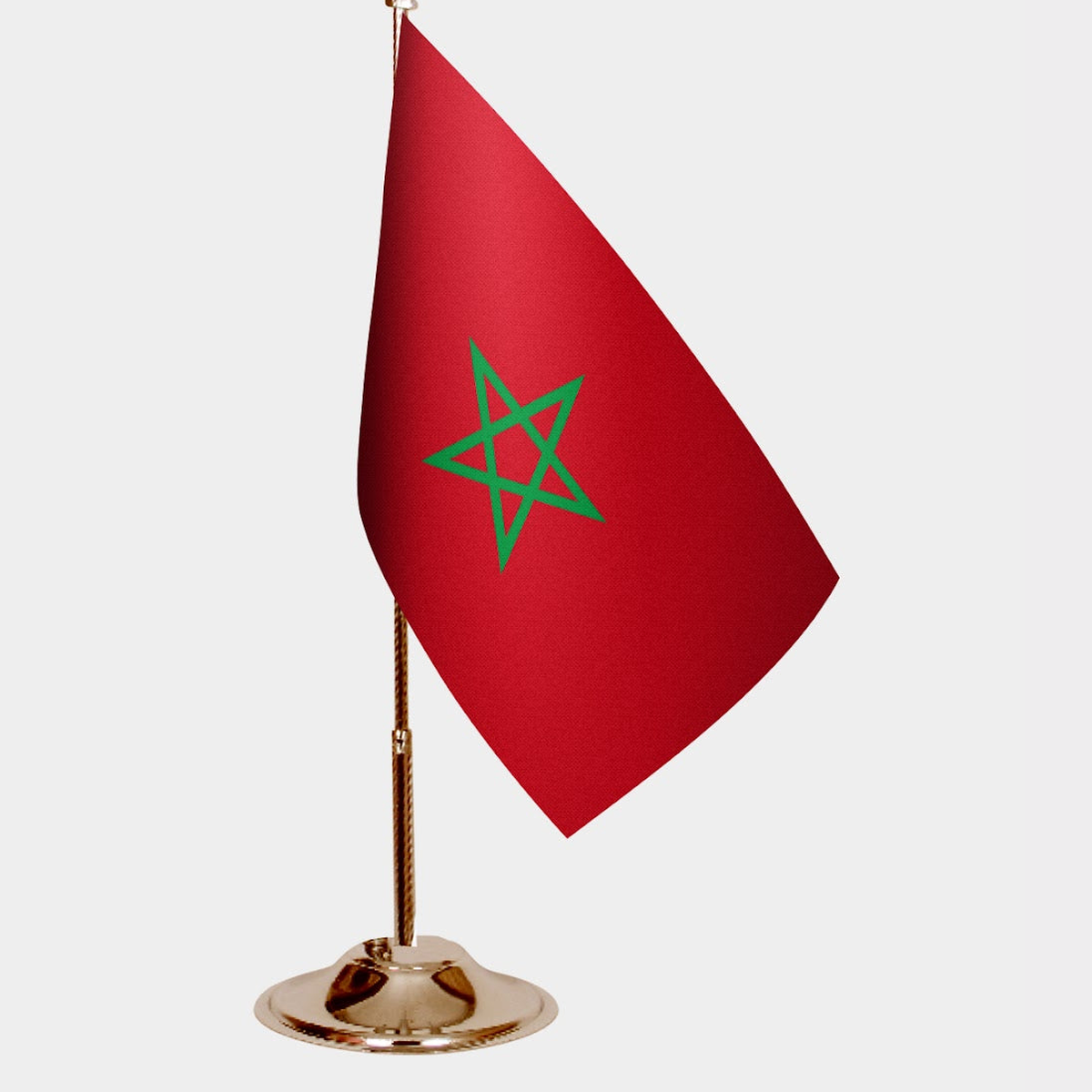 Morocco Gold Desk Flag - Premium Metal Stand