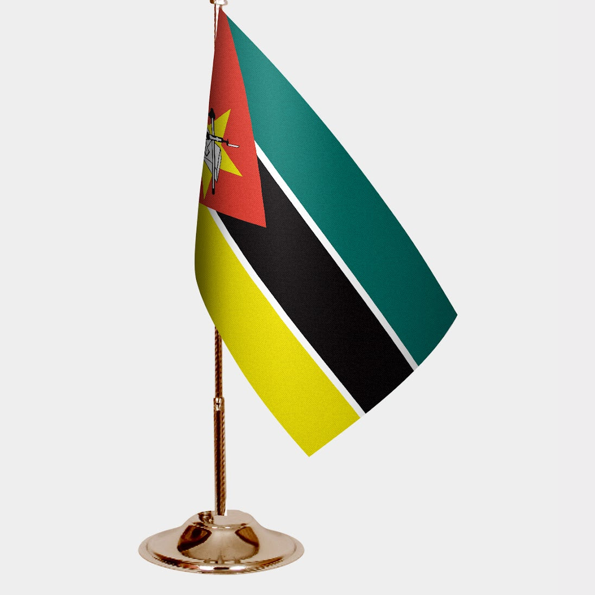 Mozambique Gold Desk Flag - Premium Metal Stand