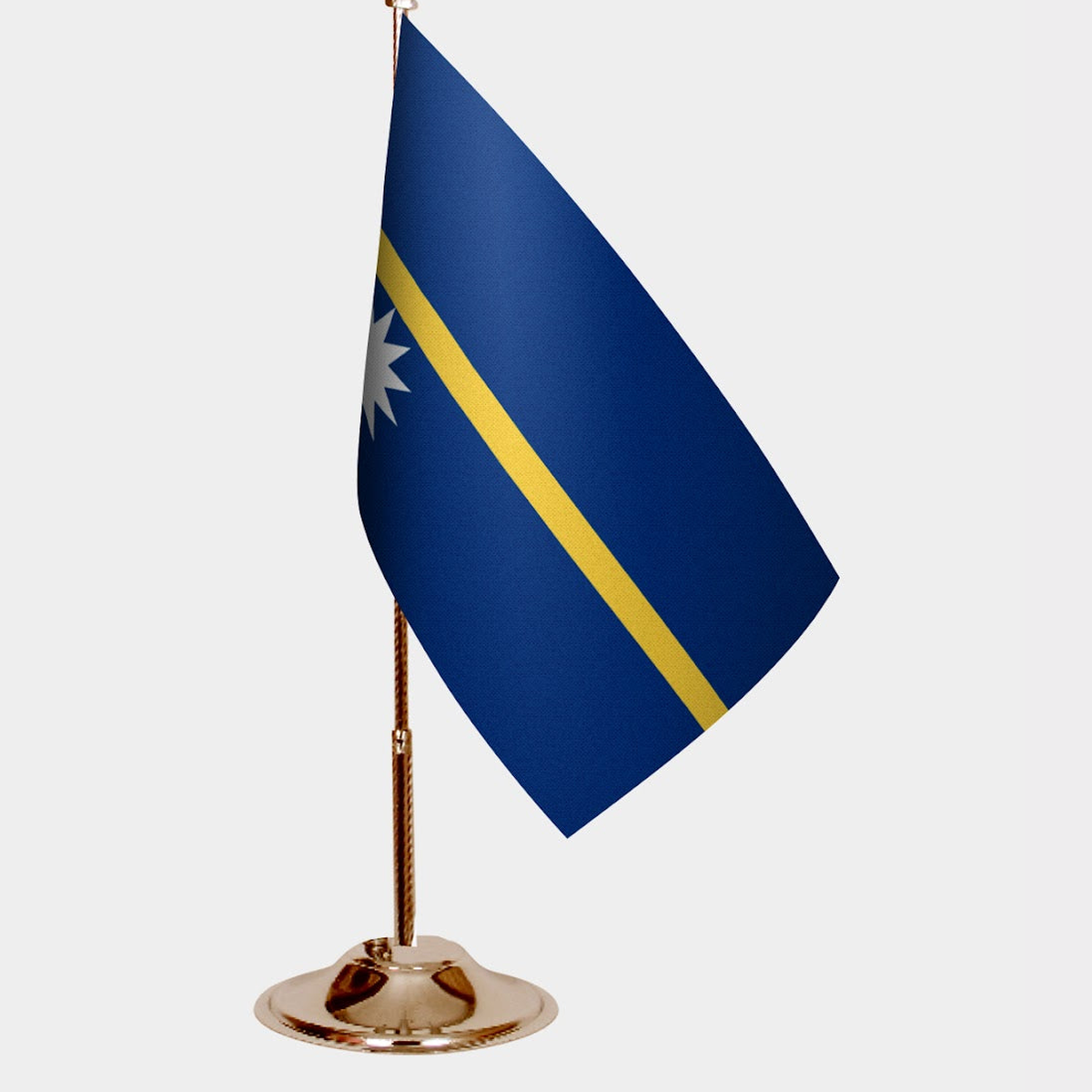 Nauru Gold Desk Flag - Premium Metal Stand