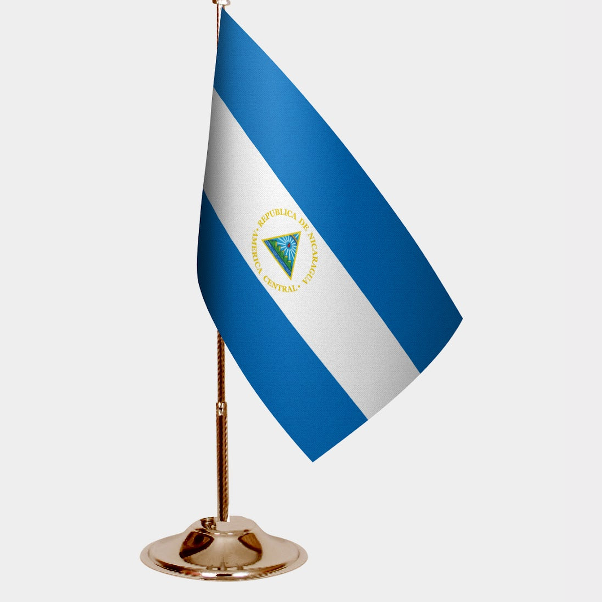 Nicaragua Gold Desk Flag - Premium Metal Stand