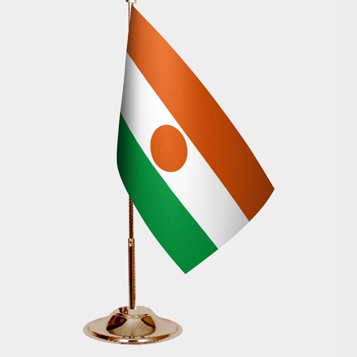 Niger Gold Desk Flag - Premium Metal Stand