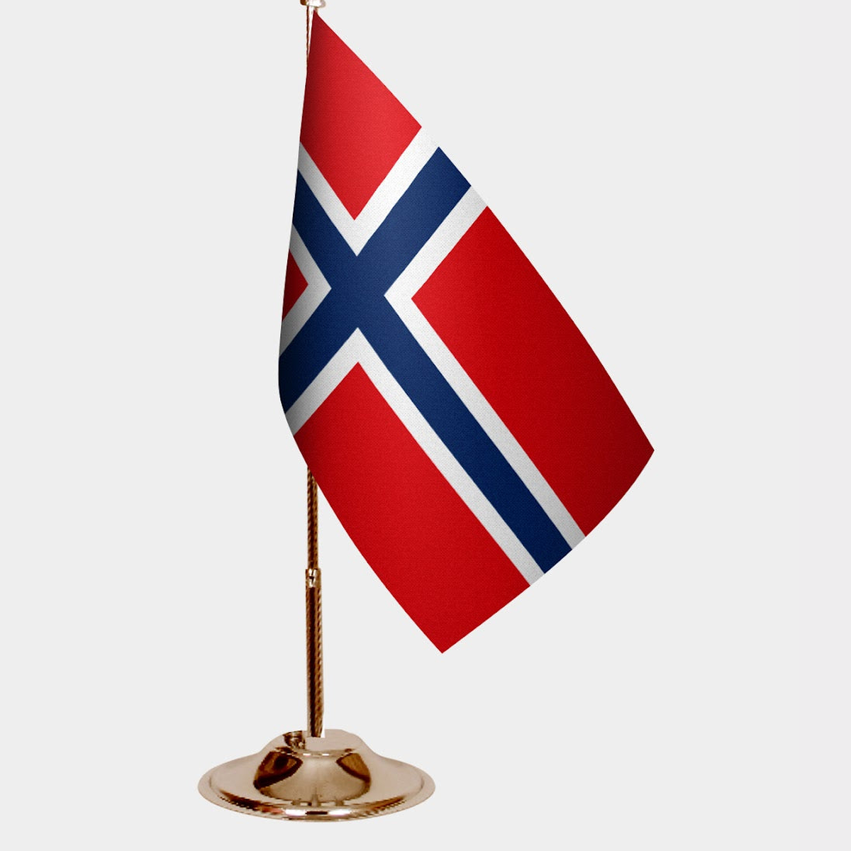 Norway Gold Desk Flag - Premium Metal Stand