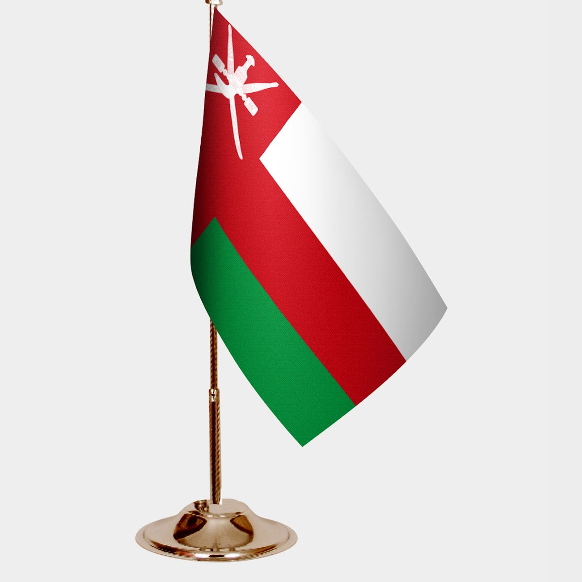 Oman Gold Desk Flag - Premium Metal Stand