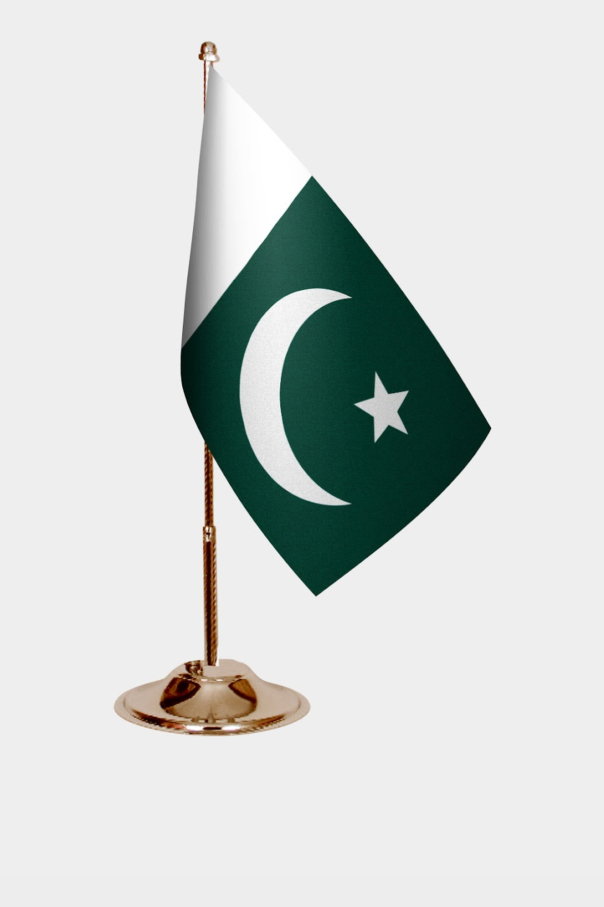 Pakistan Gold Desk Flag - Premium Metal Stand