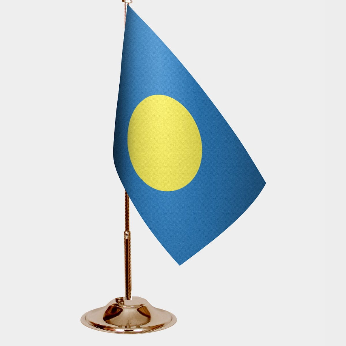 Palau Gold Desk Flag - Premium Metal Stand