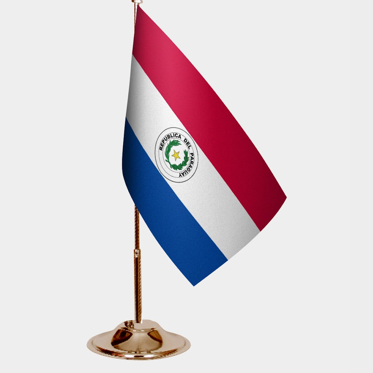 Paraguay Gold Desk Flag - Premium Metal Stand