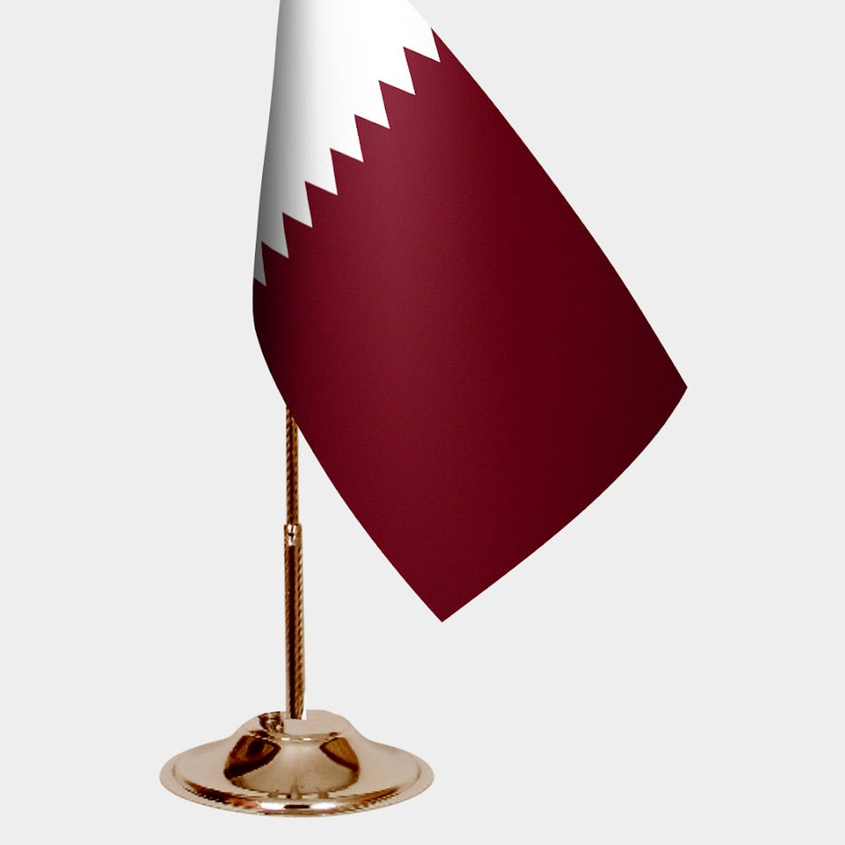 Qatar Gold Desk Flag - Premium Metal Stand