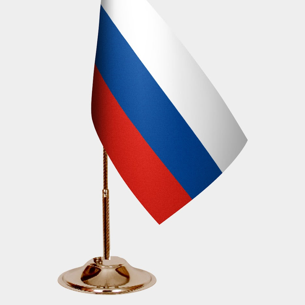 Russia Gold Desk Flag - Premium Metal Stand