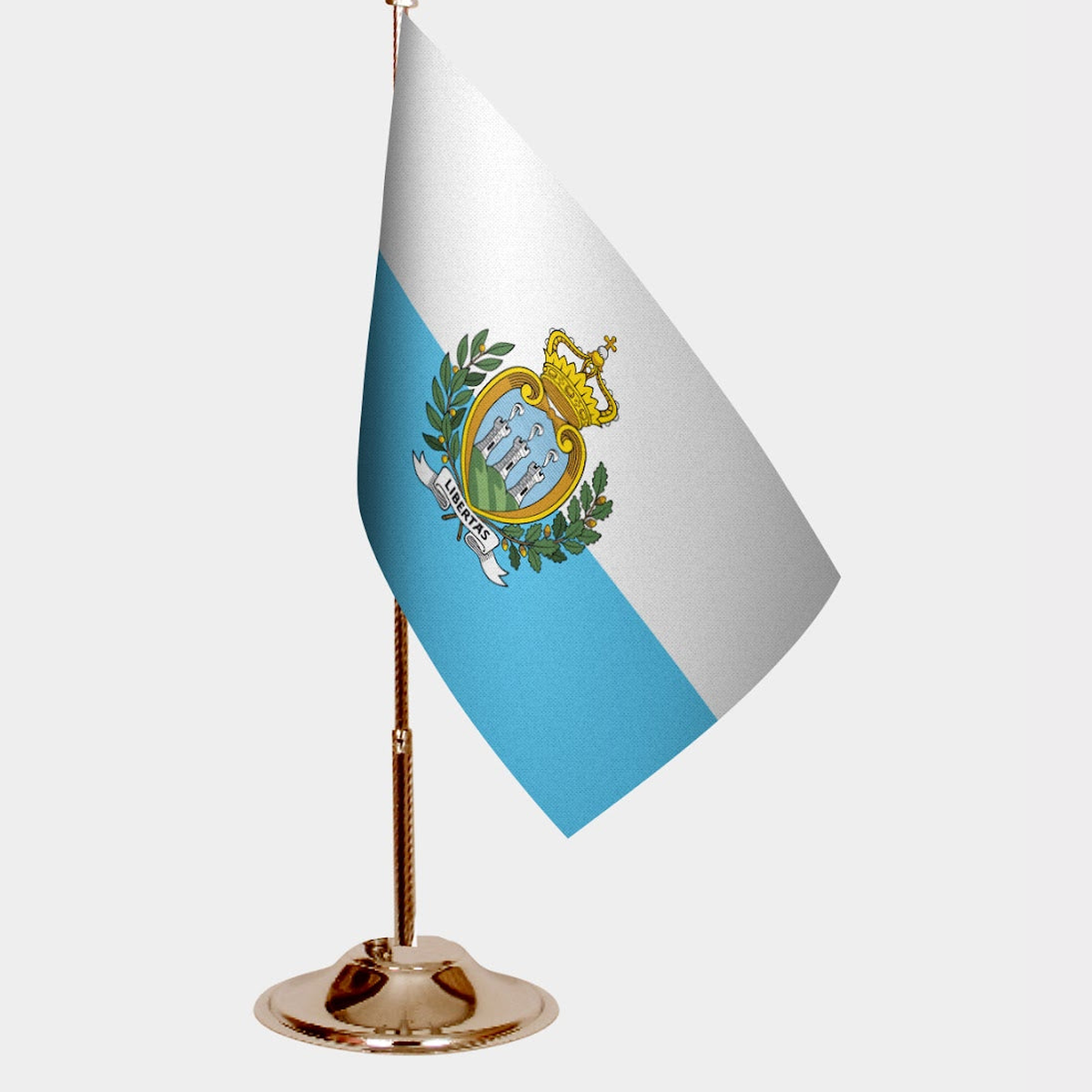 San Marino Gold Desk Flag - Premium Metal Stand