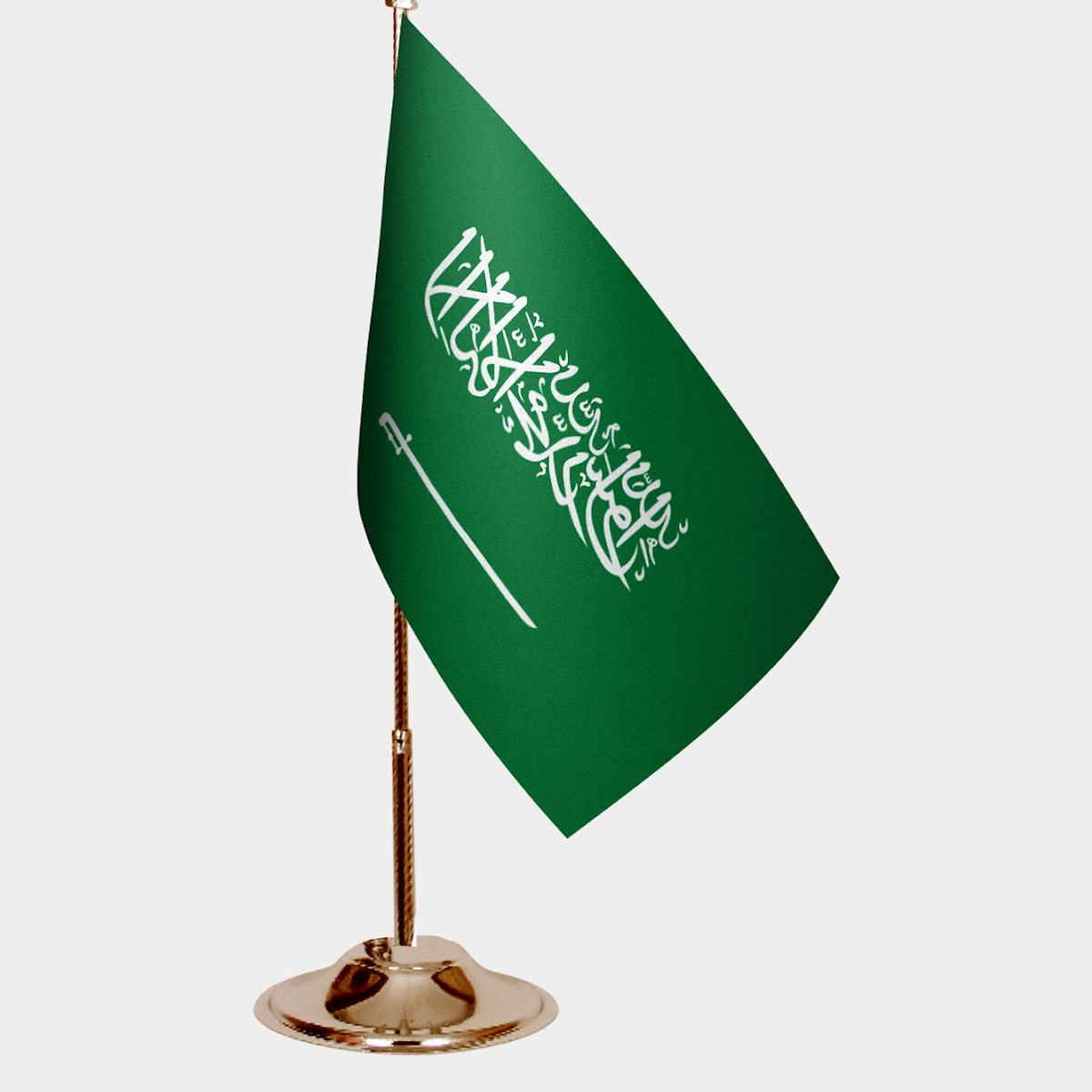 Saudi Arabia Gold Desk Flag - Premium Metal Stand