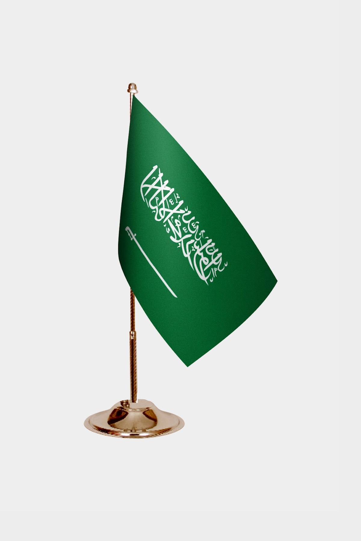 Saudi Arabia Gold Desk Flag - Premium Metal Stand