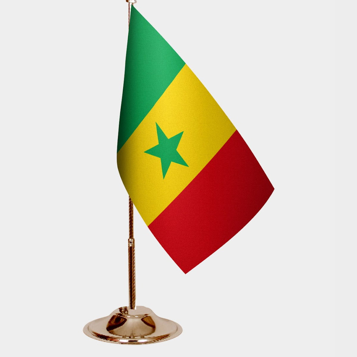 Senegal Gold Desk Flag - Premium Metal Stand