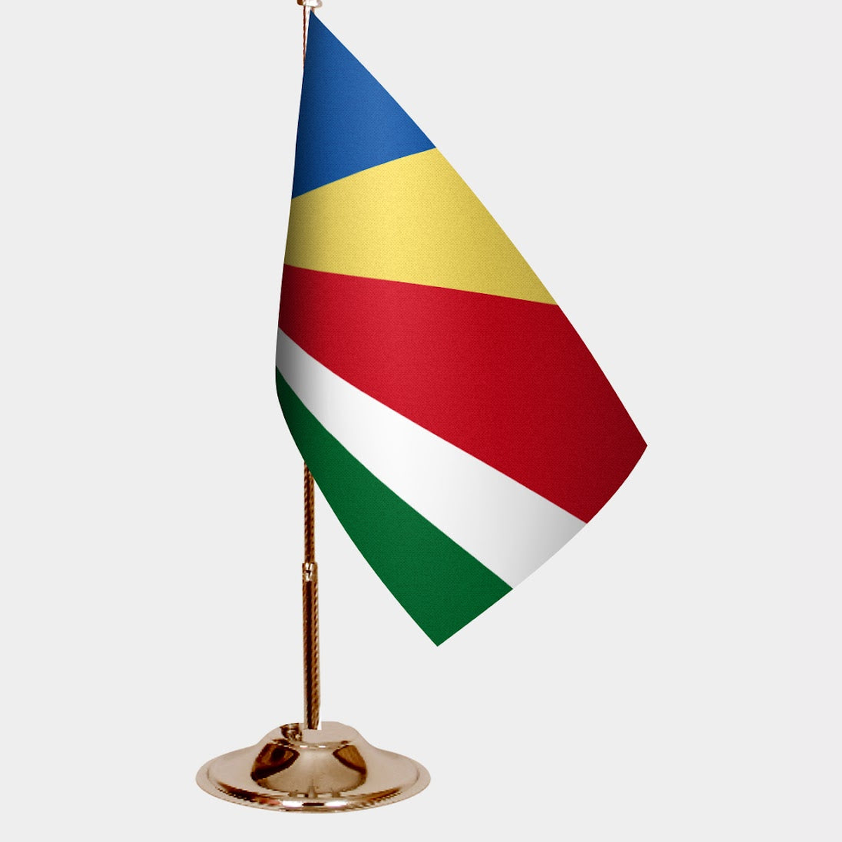 Seychelles Gold Desk Flag - Premium Metal Stand