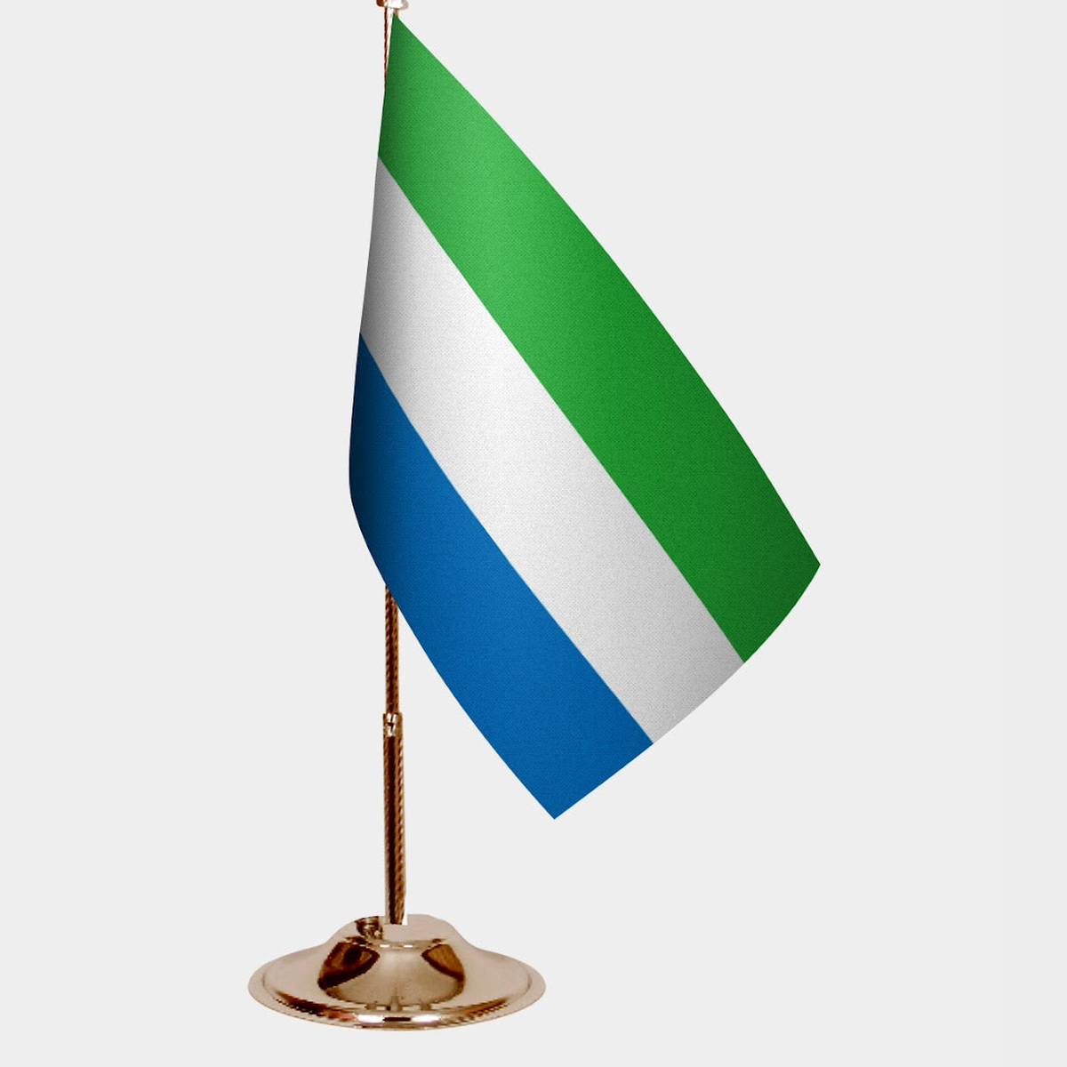 Sierra Leone Gold Desk Flag - Premium Metal Stand
