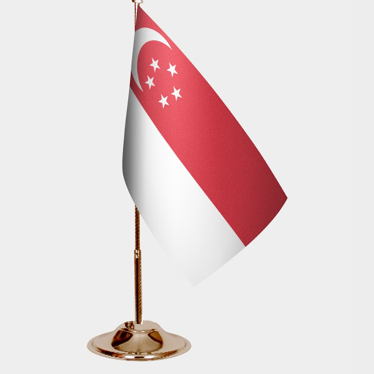 Singapore Gold Desk Flag - Premium Metal Stand