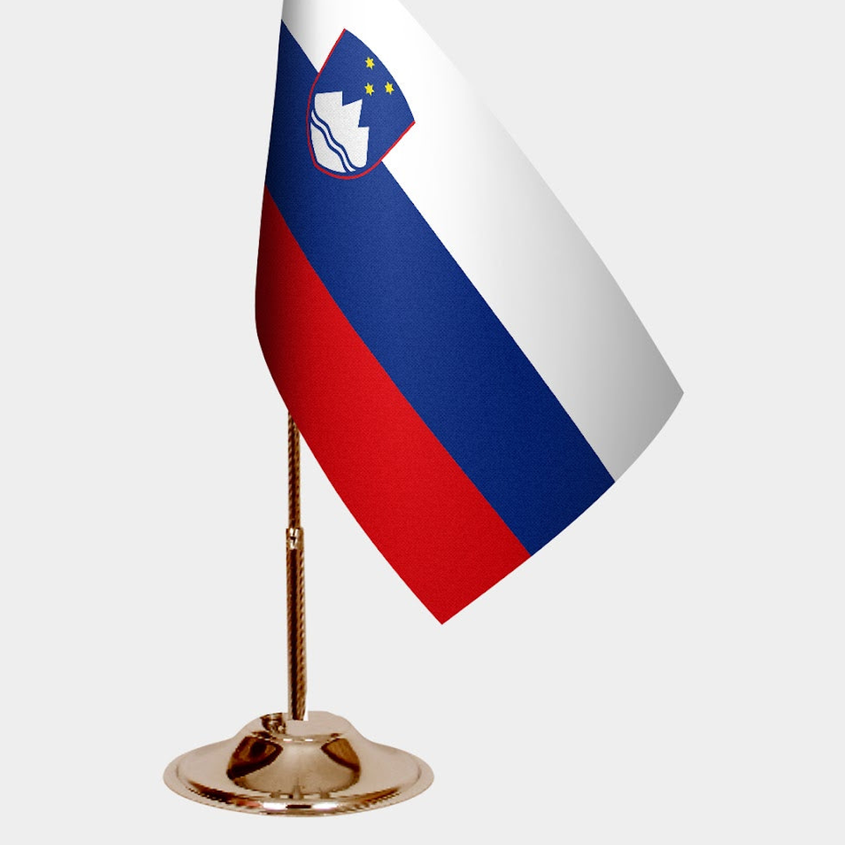 Slovenia Gold Desk Flag - Premium Metal Stand