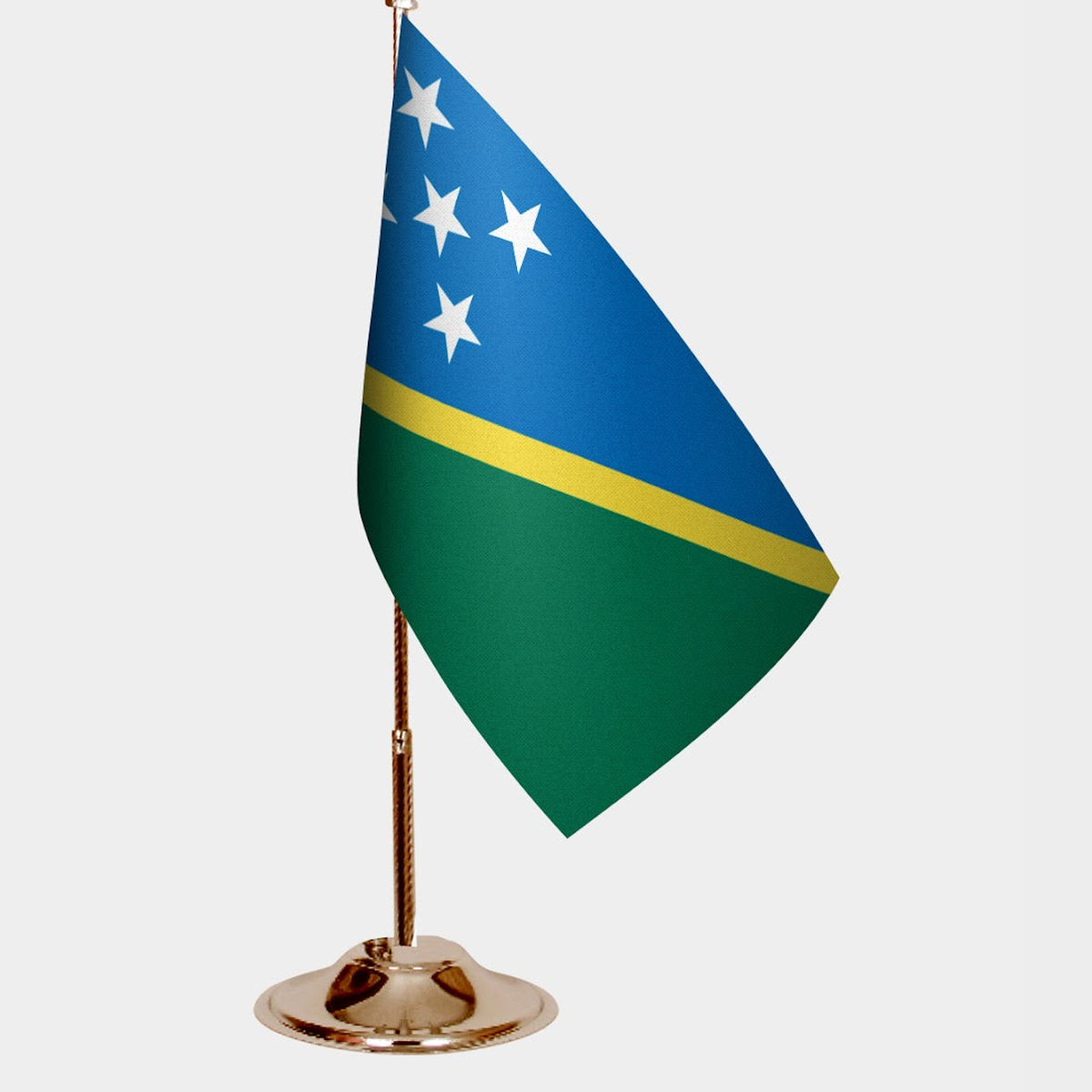 Solomon Islands Gold Desk Flag - Premium Metal Stand