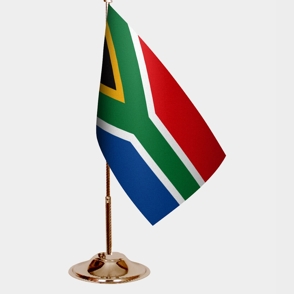 South Africa Gold Desk Flag - Premium Metal Stand