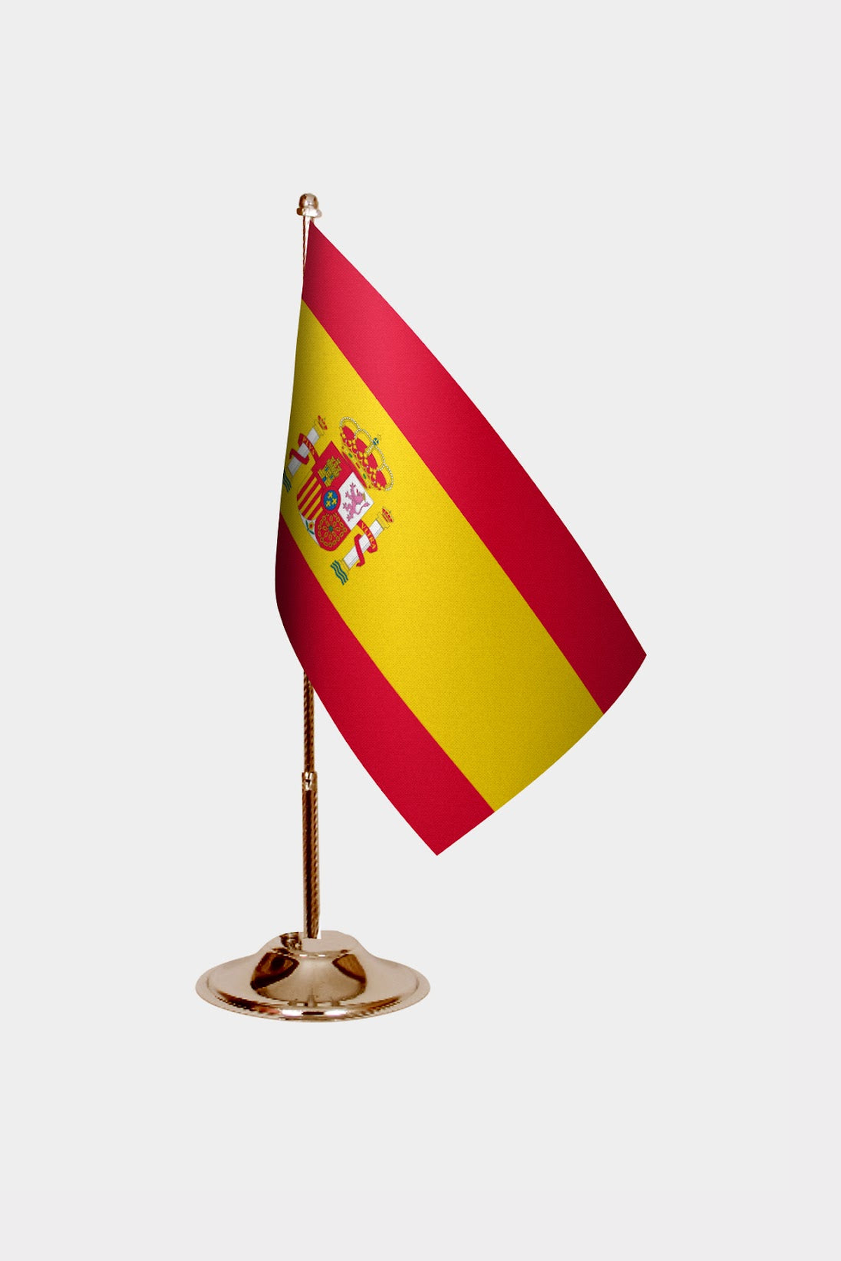 Spain Gold Desk Flag - Premium Metal Stand