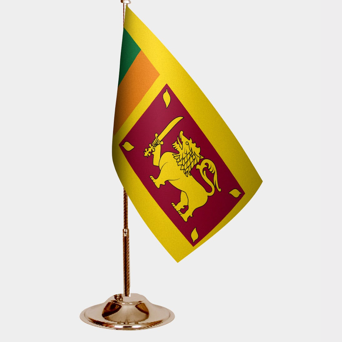 Sri Lanka Gold Desk Flag - Premium Metal Stand
