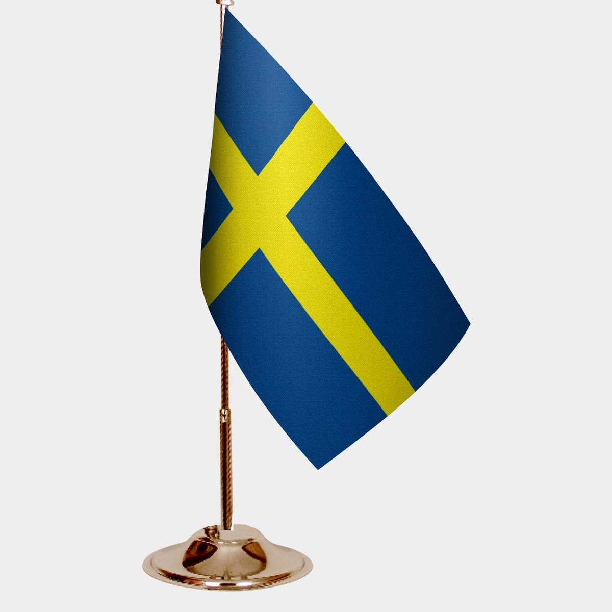Sweden Gold Desk Flag - Premium Metal Stand