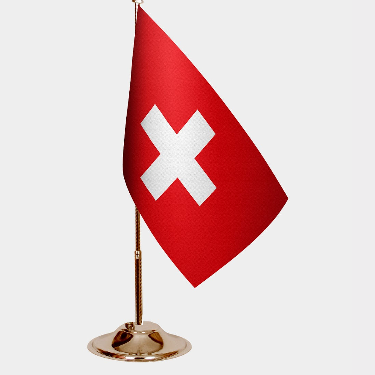 Switzerland Gold Desk Flag - Premium Metal Stand