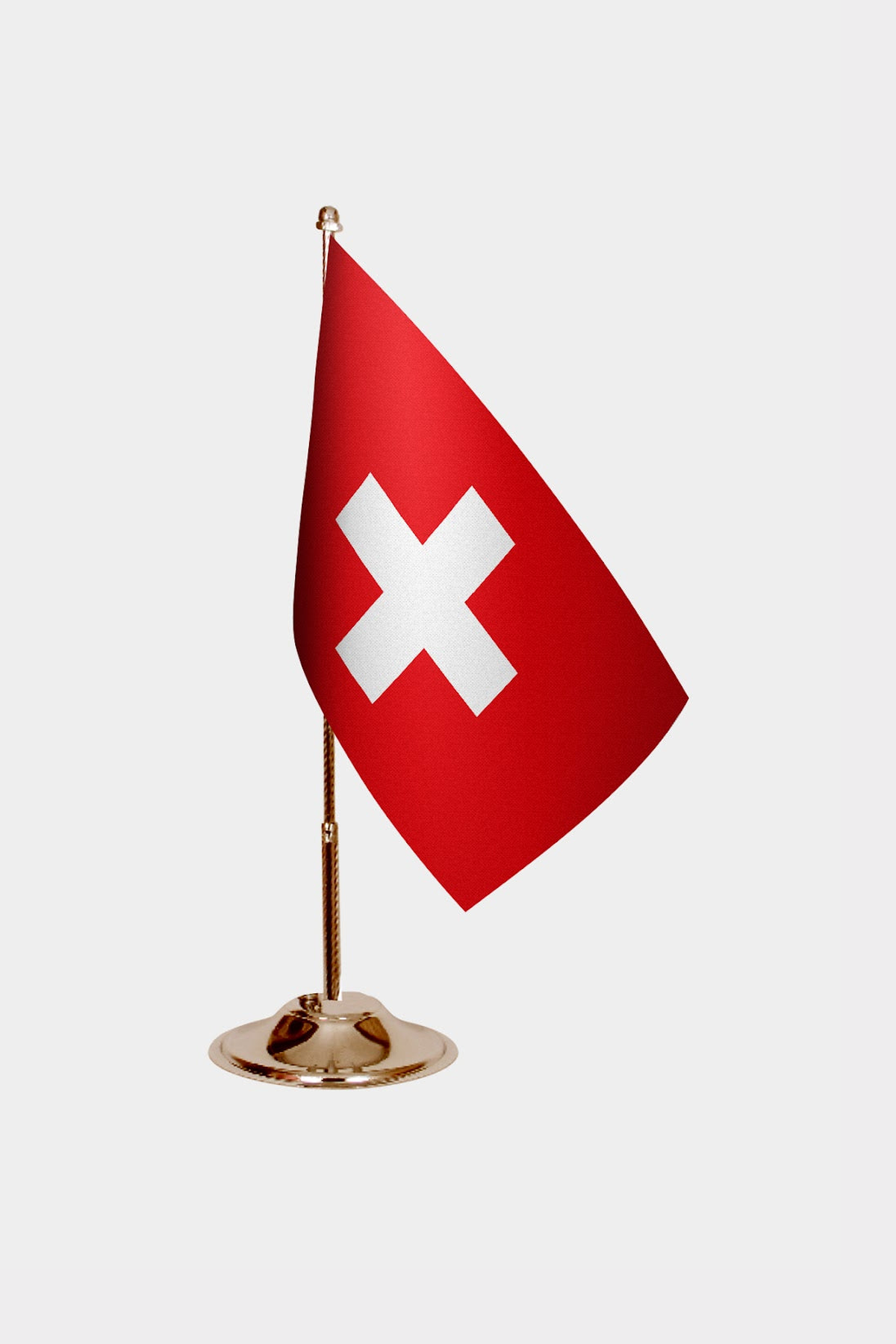Switzerland Gold Desk Flag - Premium Metal Stand