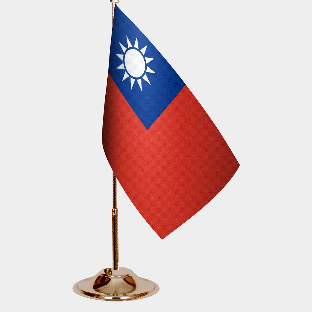 Taiwan Gold Desk Flag - Premium Metal Stand
