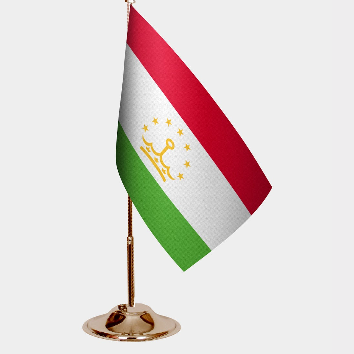 Tajikistan Gold Desk Flag - Premium Metal Stand