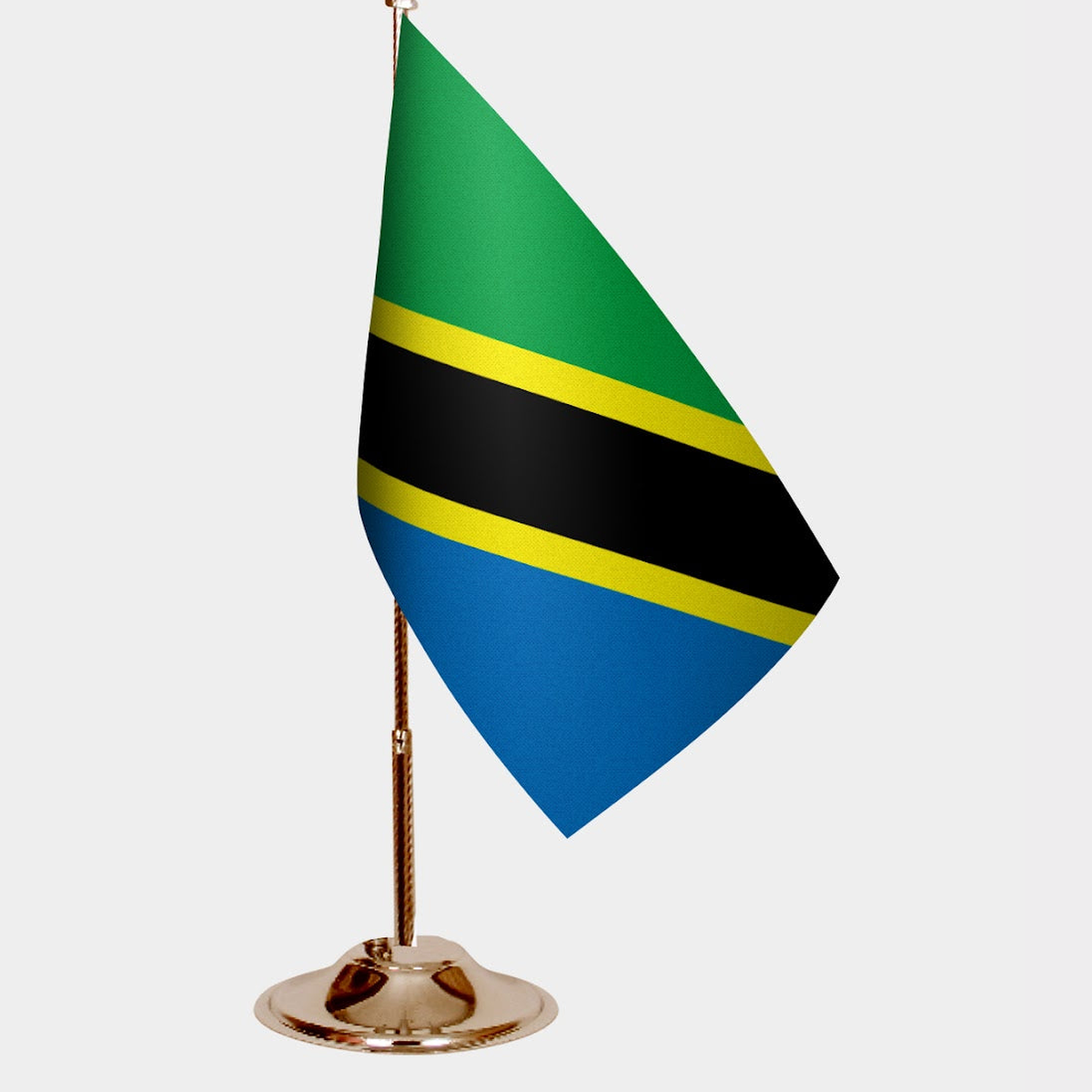 Tanzania Gold Desk Flag - Premium Metal Stand